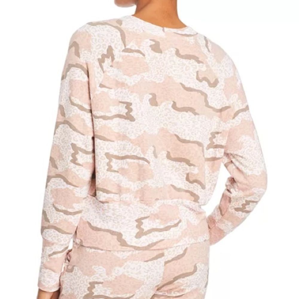 Anthropologie Monrow Leopard Print Camo Raglan Crewneck Sweatshirt Size M - Picture 11 of 12